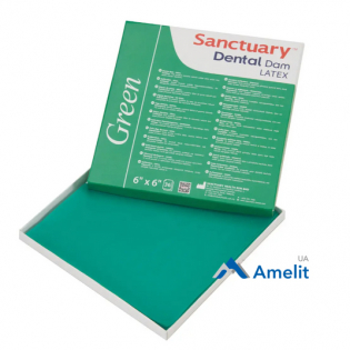 Хустки для коффердаму латексні Dental Dam латексні, середні, зелені (Sanctuary), 36 шт./пак.